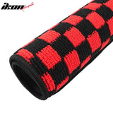 Front Rear Full Set Waterproof Floor Mats for Toyota Camry 2007-2011 Black Red Plaid Checkered Carpets PP & Loop Pile Surface & TPE Backing 4PCS