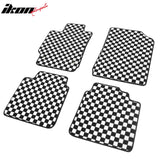 Front Rear Full Set Waterproof Floor Mats for Toyota Camry 2007-2011 Black White Plaid Checkered Carpets PP & Loop Pile Surface & TPE Backing 4PCS