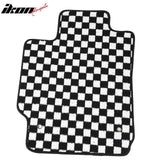 Front Rear Full Set Waterproof Floor Mats for Toyota Camry 2007-2011 Black White Plaid Checkered Carpets PP & Loop Pile Surface & TPE Backing 4PCS