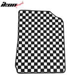 Front Rear Full Set Waterproof Floor Mats for Toyota Camry 2007-2011 Black White Plaid Checkered Carpets PP & Loop Pile Surface & TPE Backing 4PCS