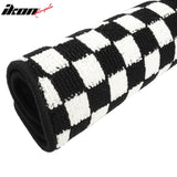 Front Rear Full Set Waterproof Floor Mats for Toyota Camry 2007-2011 Black White Plaid Checkered Carpets PP & Loop Pile Surface & TPE Backing 4PCS