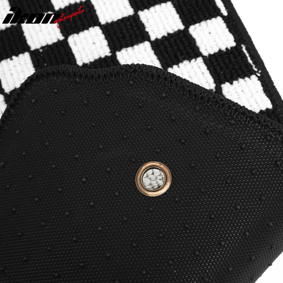 Front Rear Full Set Waterproof Floor Mats for Toyota Camry 2007-2011 Black White Plaid Checkered Carpets PP & Loop Pile Surface & TPE Backing 4PCS