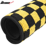 Front Rear Full Set Waterproof Floor Mats for Toyota Camry 2007-2011 Black Yellow Plaid Checkered Carpets PP & Loop Pile Surface & TPE Backing 4PCS