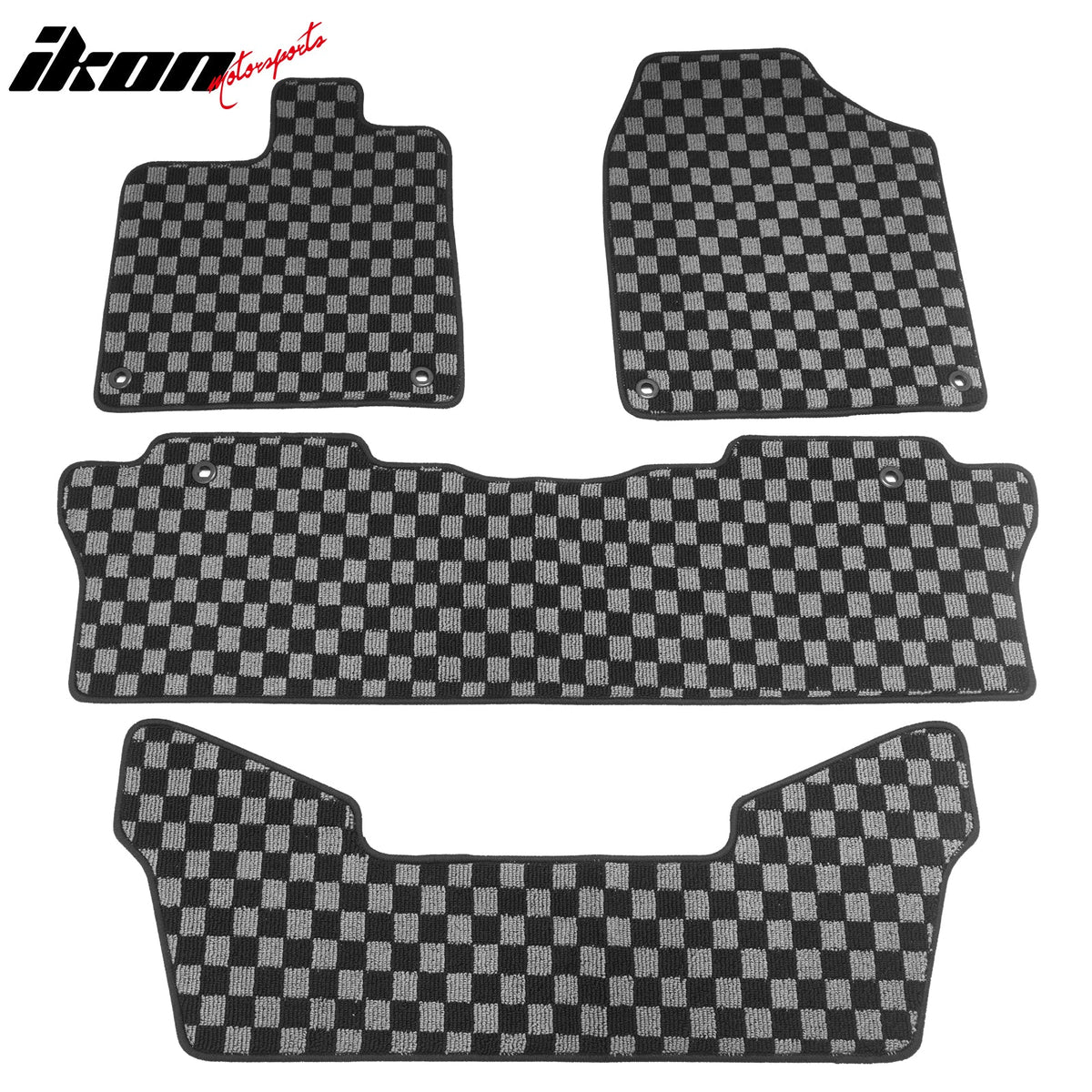 2016-2022 Honda Pilot 7 Passengers Floor Mats Carpet Black Gray Plaid Polypropylene