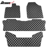 2016-2022 Honda Pilot 7 Passengers Floor Mats Carpet Black Gray Plaid Polypropylene