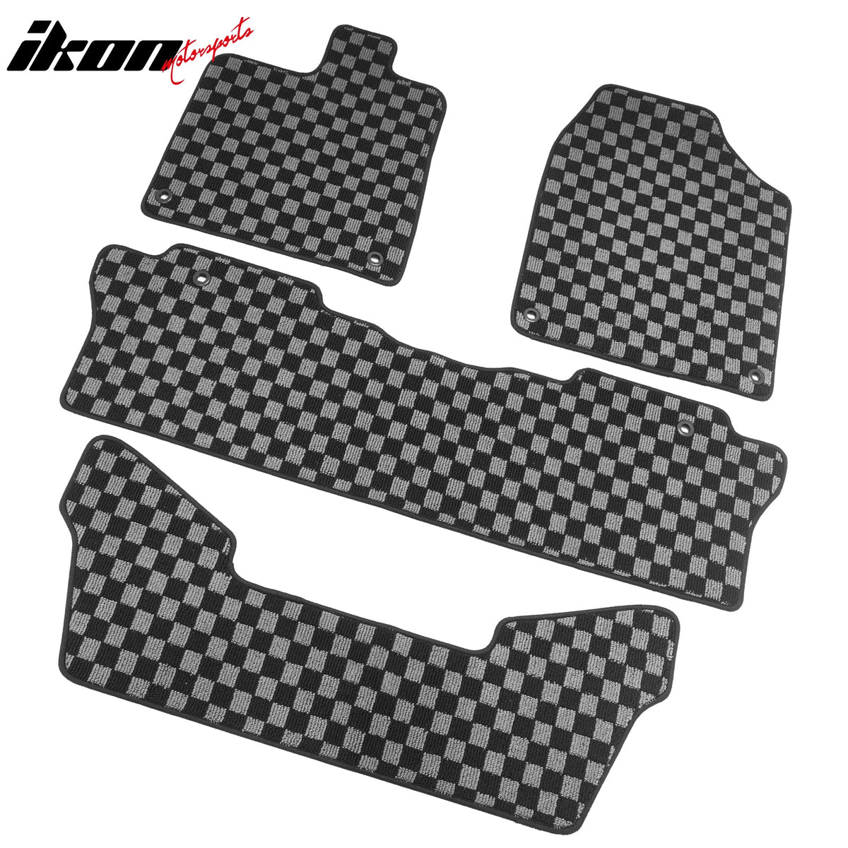 2016-2022 Honda Pilot 7 Passengers Floor Mats Carpet Black Gray Plaid Polypropylene