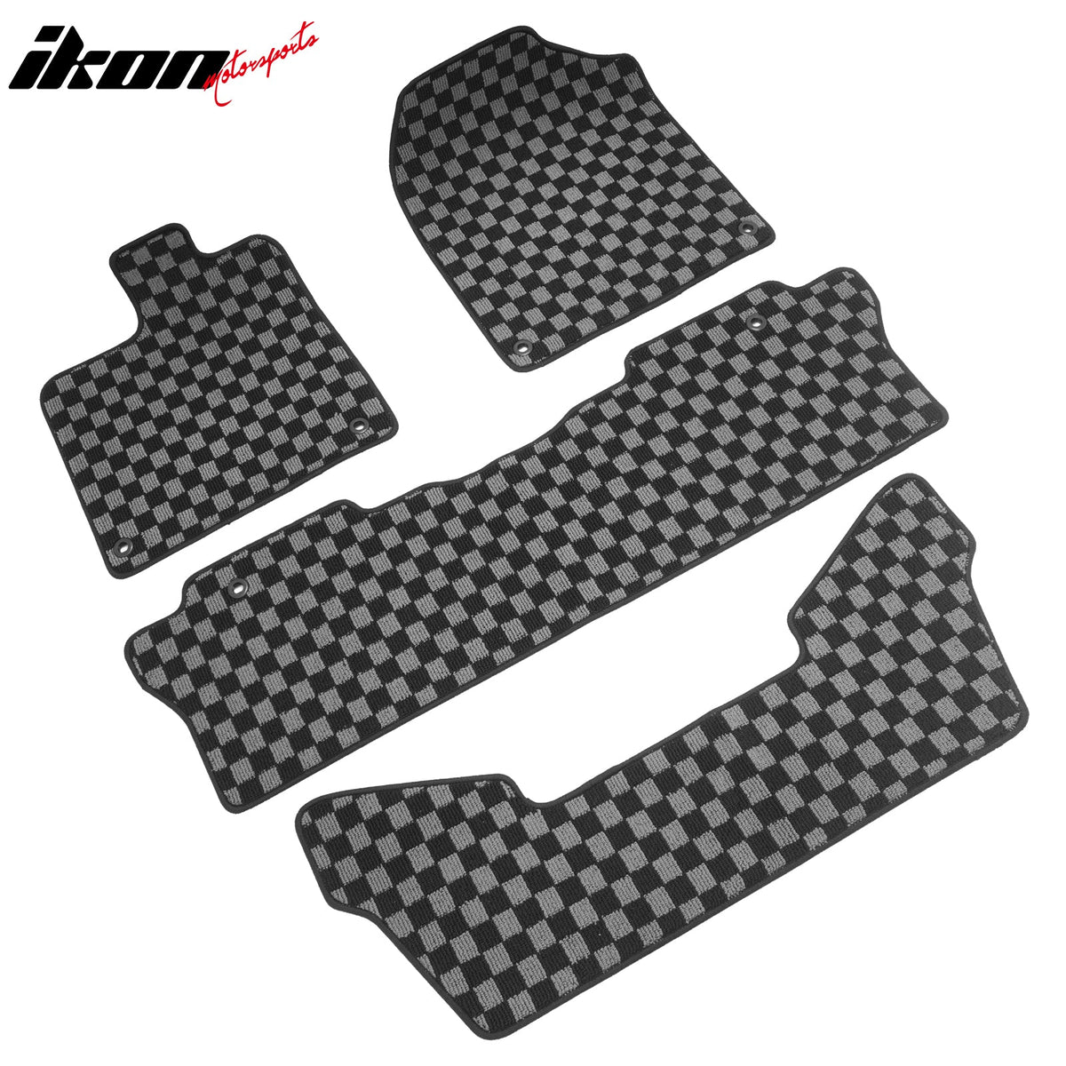 2016-2022 Honda Pilot 7 Passengers Floor Mats Carpet Black Gray Plaid Polypropylene