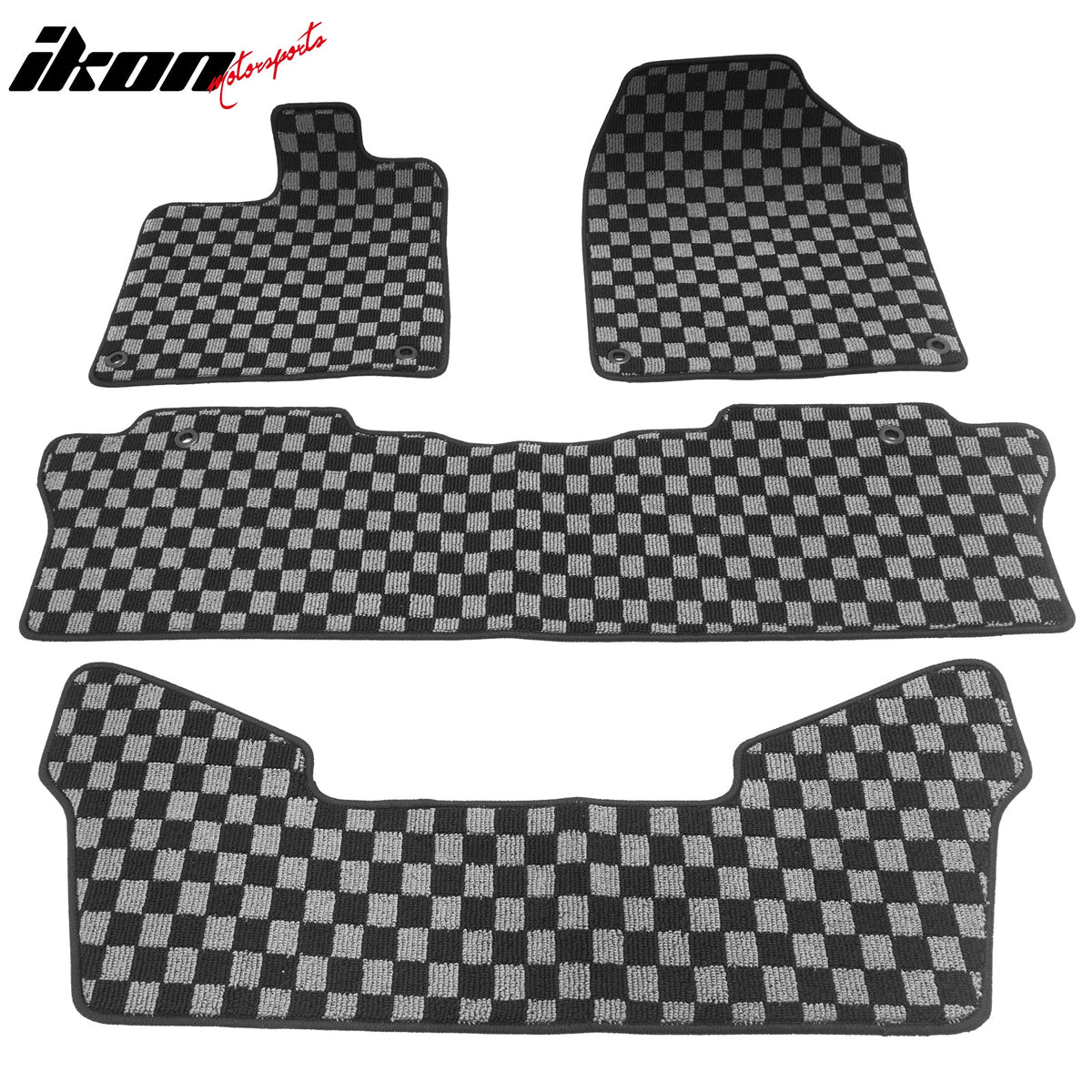 2016-2022 Honda Pilot 7 Passengers Floor Mats Carpet Black Gray Plaid Polypropylene
