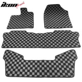 2016-2022 Honda Pilot 7 Passengers Floor Mats Carpet Black Gray Plaid Polypropylene