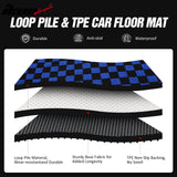 Front Rear Full Set Waterproof Floor Mats for Toyota Corolla 2009-2013 Black Blue Plaid Checkered Carpets PP & Loop Pile Surface & TPE Backing 4PCS