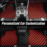 Front Rear Full Set Waterproof Floor Mats for BMW E92 3-Series Coupe 2007-2013 Black Red Plaid Checkered Carpets PP & Loop Pile Surface & TPE Backing