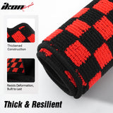 Front Rear Full Set Waterproof Floor Mats for Ford Mustang 2005-2009 Black Red Plaid Checkered Carpets PP & Loop Pile Surface & TPE Backing 4PCS