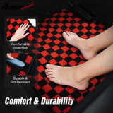 Front Rear Full Set Waterproof Floor Mats for Ford Mustang 2005-2009 Black Red Plaid Checkered Carpets PP & Loop Pile Surface & TPE Backing 4PCS