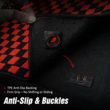 Waterproof Floor Mats for Chevrolet Cruze 2008-2015 & Cruze Limited 2016 Black Red Plaid Checkered Carpets PP & Loop Pile Surface & TPE Backing 4PCS