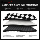 Front Rear Full Set Waterproof Floor Mats for Ford Mustang 2005-2009 Black White Plaid Checkered Carpets PP & Loop Pile Surface & TPE Backing 4PCS