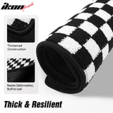 Front Rear Full Set Waterproof Floor Mats for Ford Mustang 2005-2009 Black White Plaid Checkered Carpets PP & Loop Pile Surface & TPE Backing 4PCS