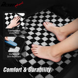 Front Rear Full Set Waterproof Floor Mats for Ford Mustang 2005-2009 Black White Plaid Checkered Carpets PP & Loop Pile Surface & TPE Backing 4PCS