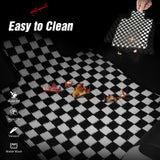 Front Rear Full Set Waterproof Floor Mats for Toyota Camry 2007-2011 Black White Plaid Checkered Carpets PP & Loop Pile Surface & TPE Backing 4PCS