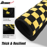 Front Rear Full Set Waterproof Floor Mats for Ford Mustang 2005-2009 Black Yellow Plaid Checkered Carpets PP & Loop Pile Surface & TPE Backing 4PCS