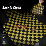 Front Rear Full Set Waterproof Floor Mats for BMW E92 3-Series Coupe 2007-2013 Black Yellow Plaid Checkered Carpets PP & Loop Pile Surface TPE Backing