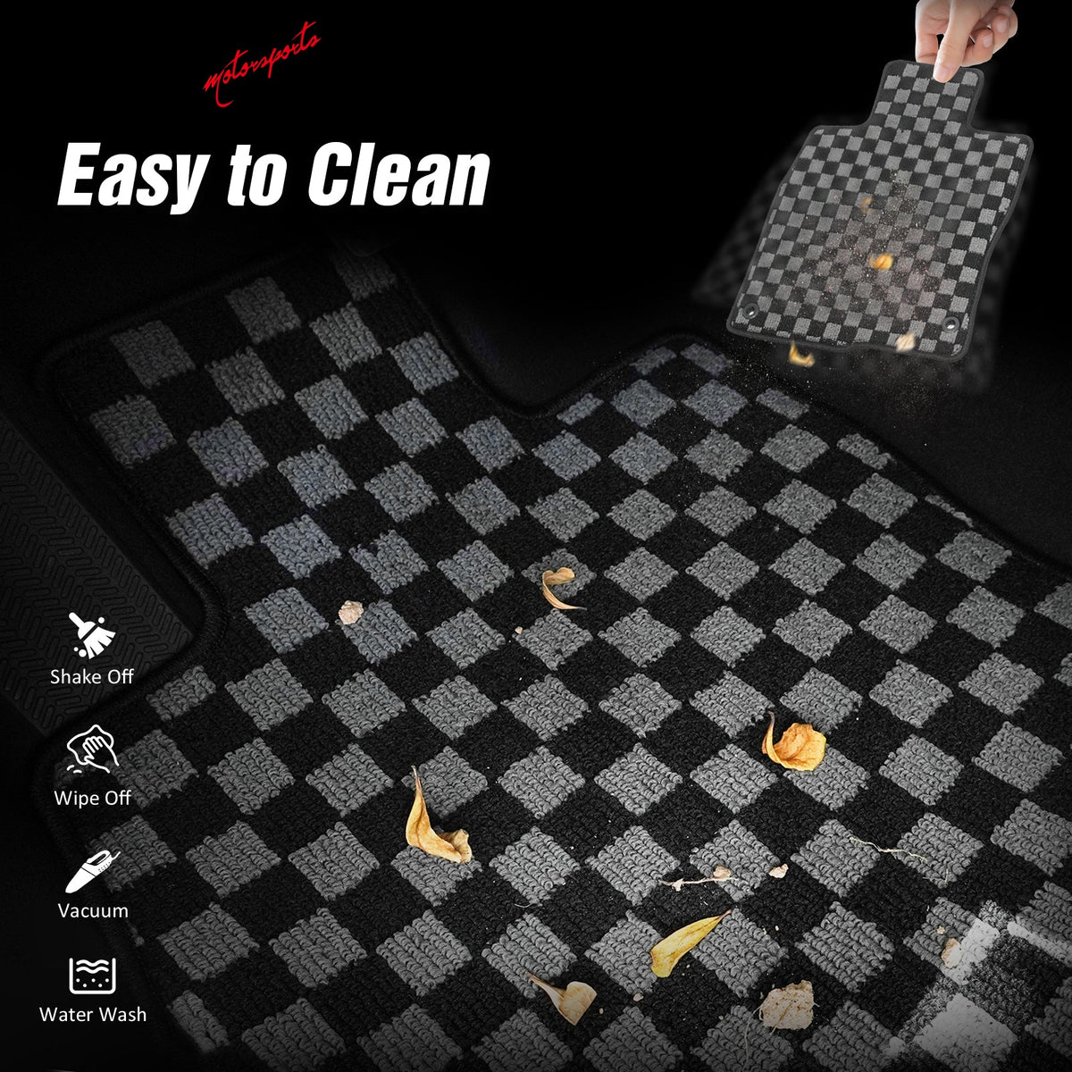 2011-2014 Hyundai Sonata Floor Mats Carpet Black Gray Plaid Polypropylene