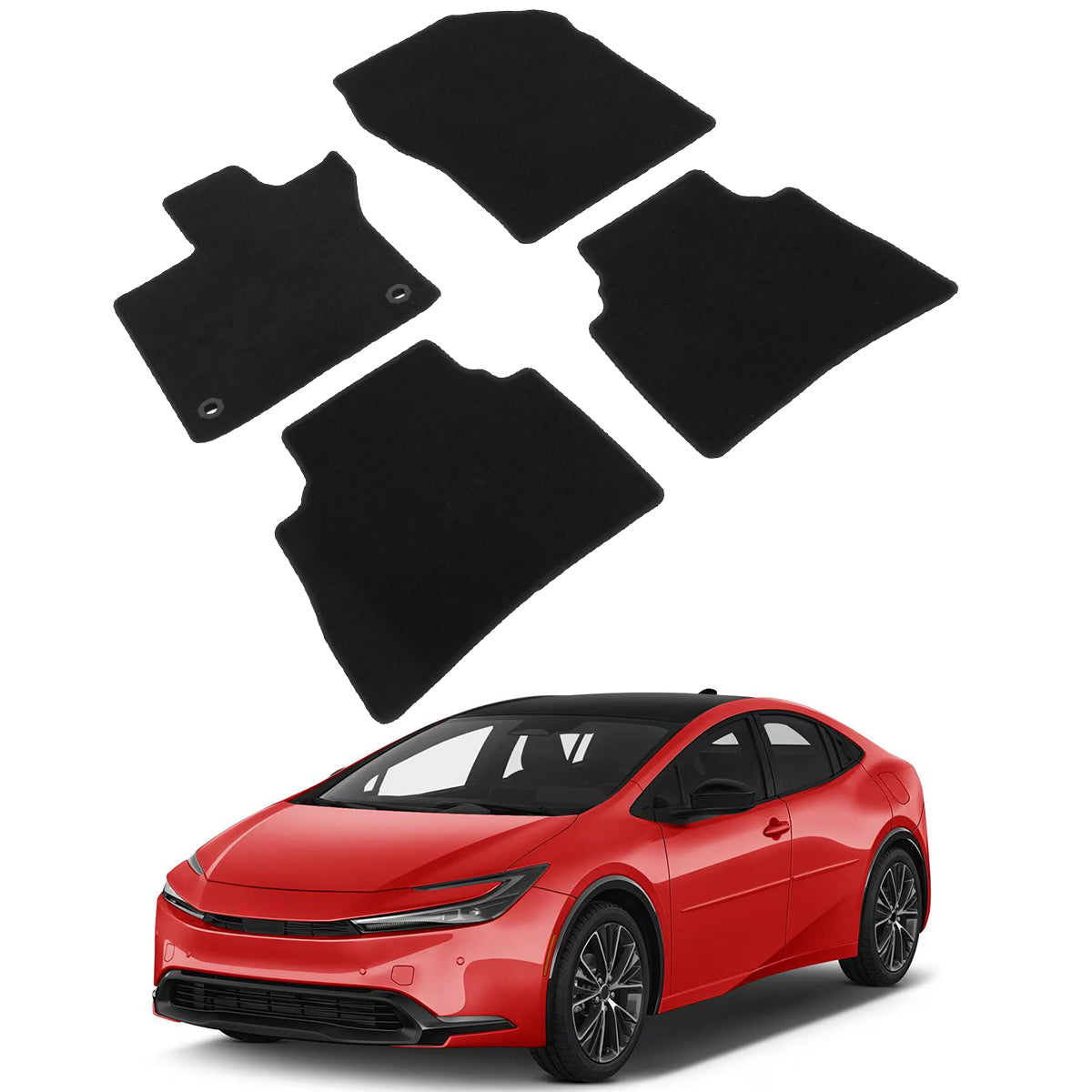 2023-2024 Toyota Prius Prime 4PCS Black Front Floor Mats Carpets Nylon