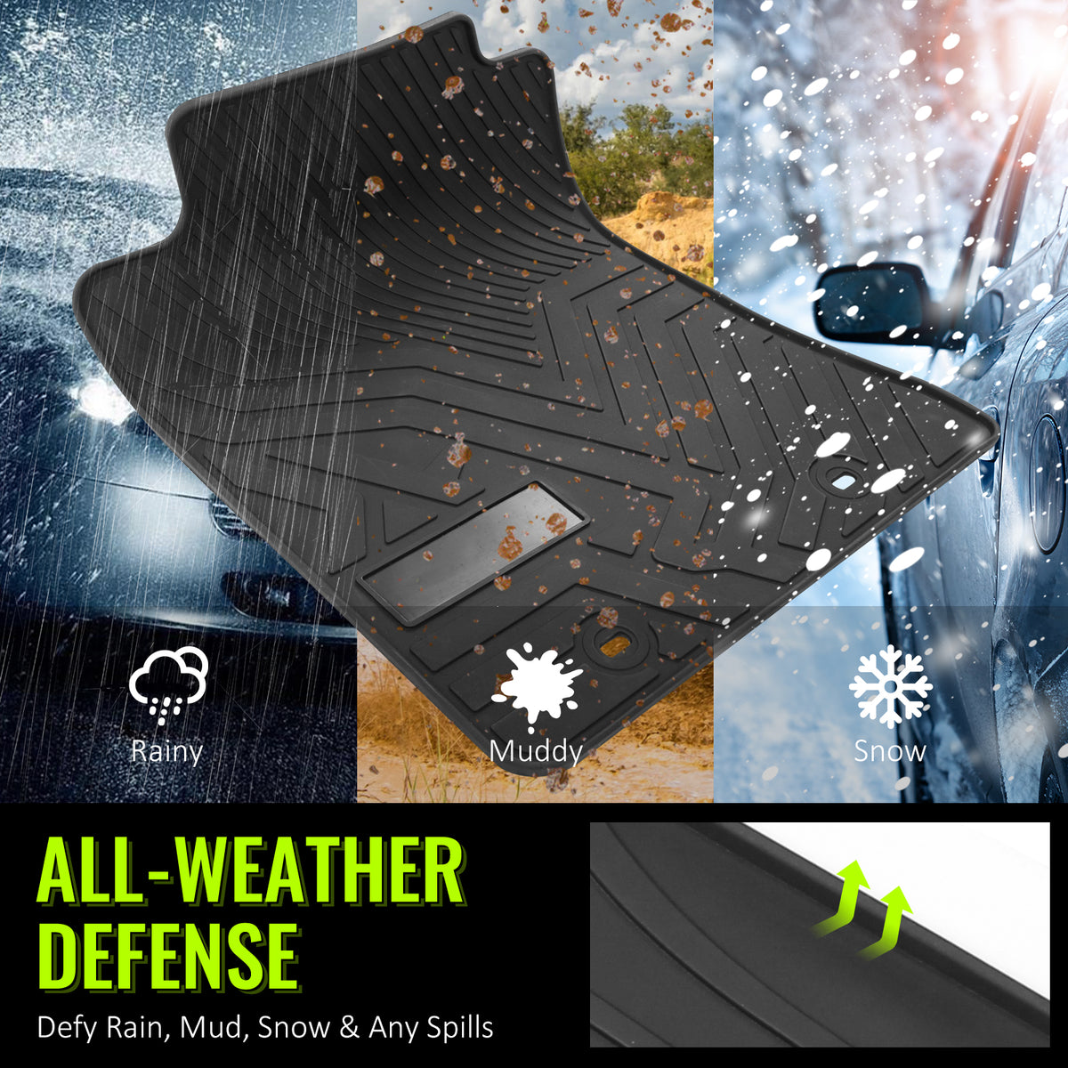Car Floor Mat for 2011-14 Toyota Tacoma Extended Cab Latex All Weather