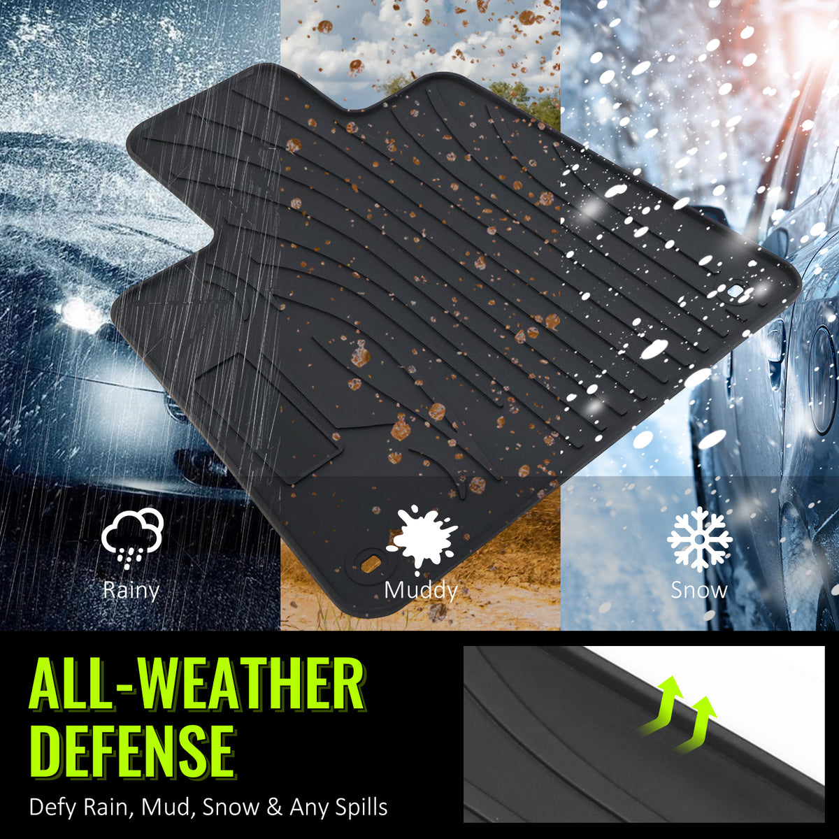 2018-2022 Honda Accord Latex Floor Mats All Weather Carpets 5PC