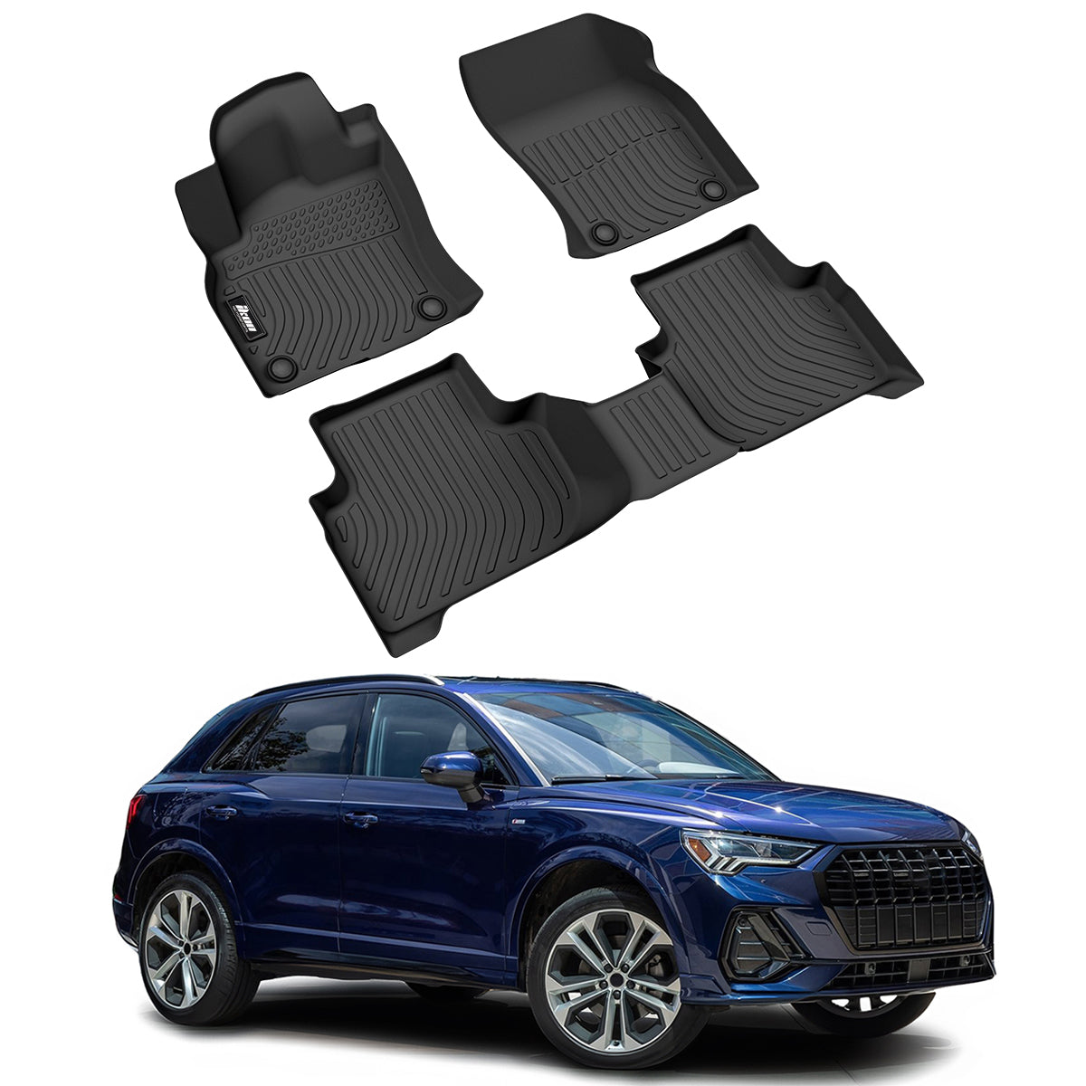 Car Floor Mat for 2019-2025 Audi Q3 All Weather 3D 1st 2nd Row TPE