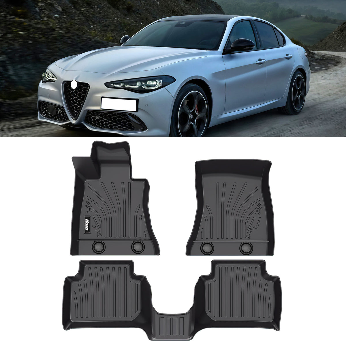 2017-2025 Alfa Romeo Giulia RWD Floor Mats TPE 3D IKON Style Carpets