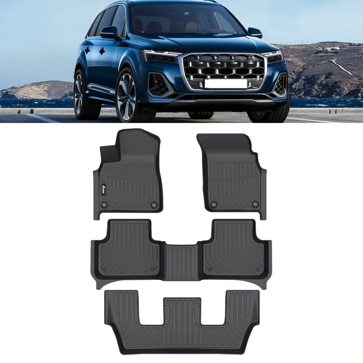 2020-2025 Audi Q7/SQ7 Floor Mats TPE Carpets 3D All Weather Boot Liner