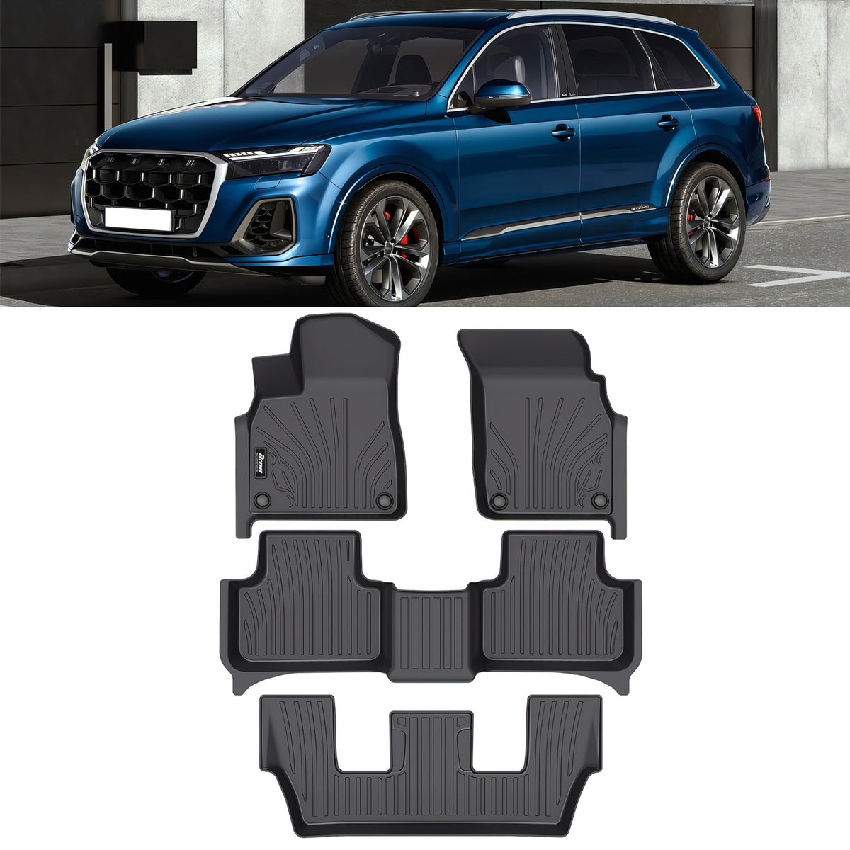 2020-2025 Audi Q7/SQ7 Floor Mats TPE 3D All Weather IKON Style Carpets