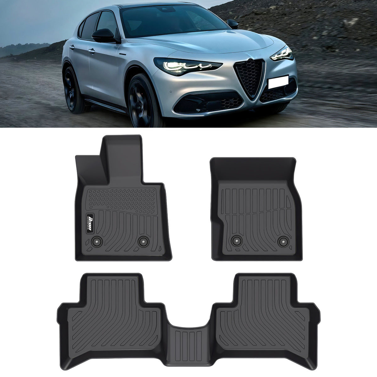 2018-2026 Alfa Romeo Stelvio Floor Mats TPE 3D All Weather Carpets