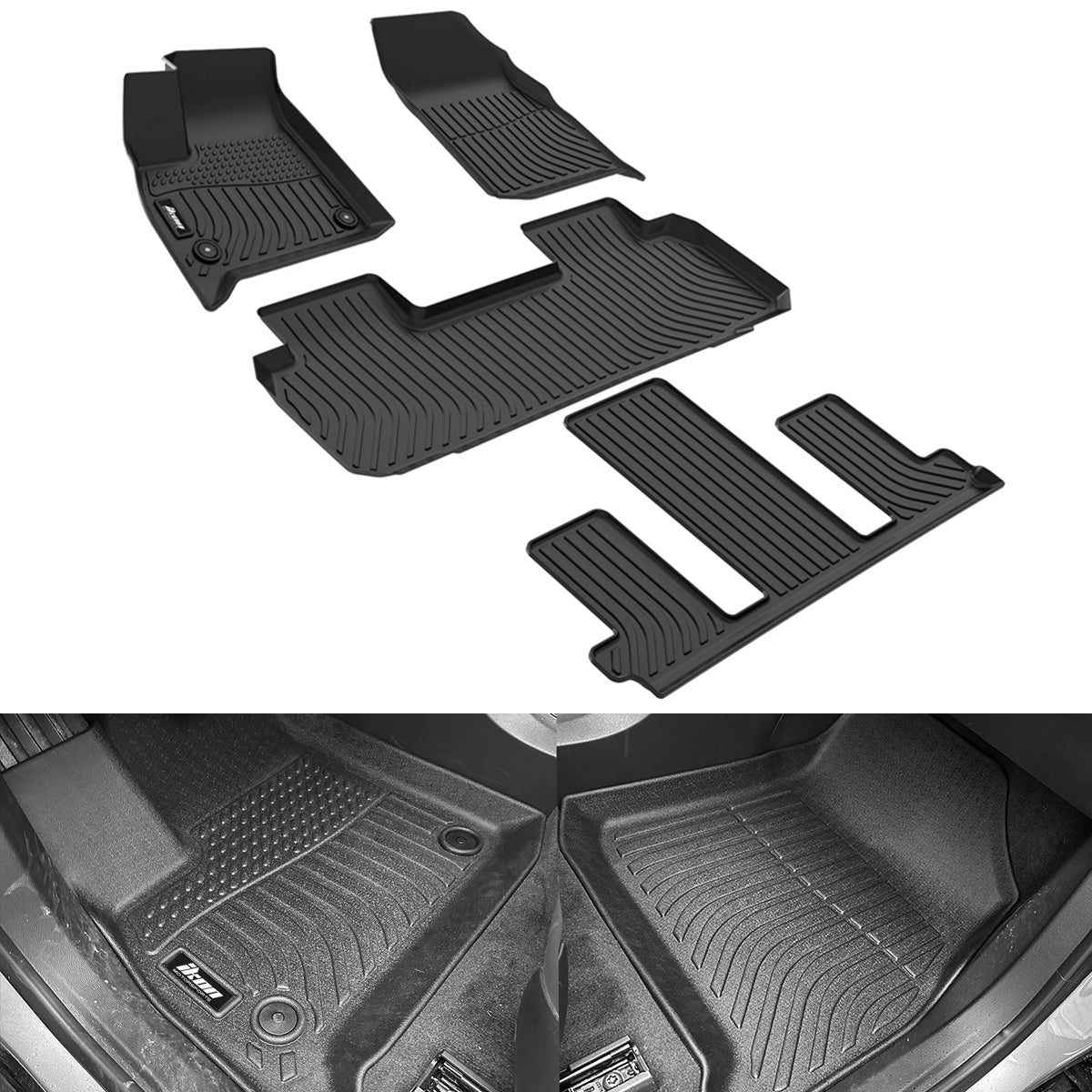 3D TPE Floor Mats 1st 2nd Row Liners for Buick Enclave 2018-2024 3PCS Set