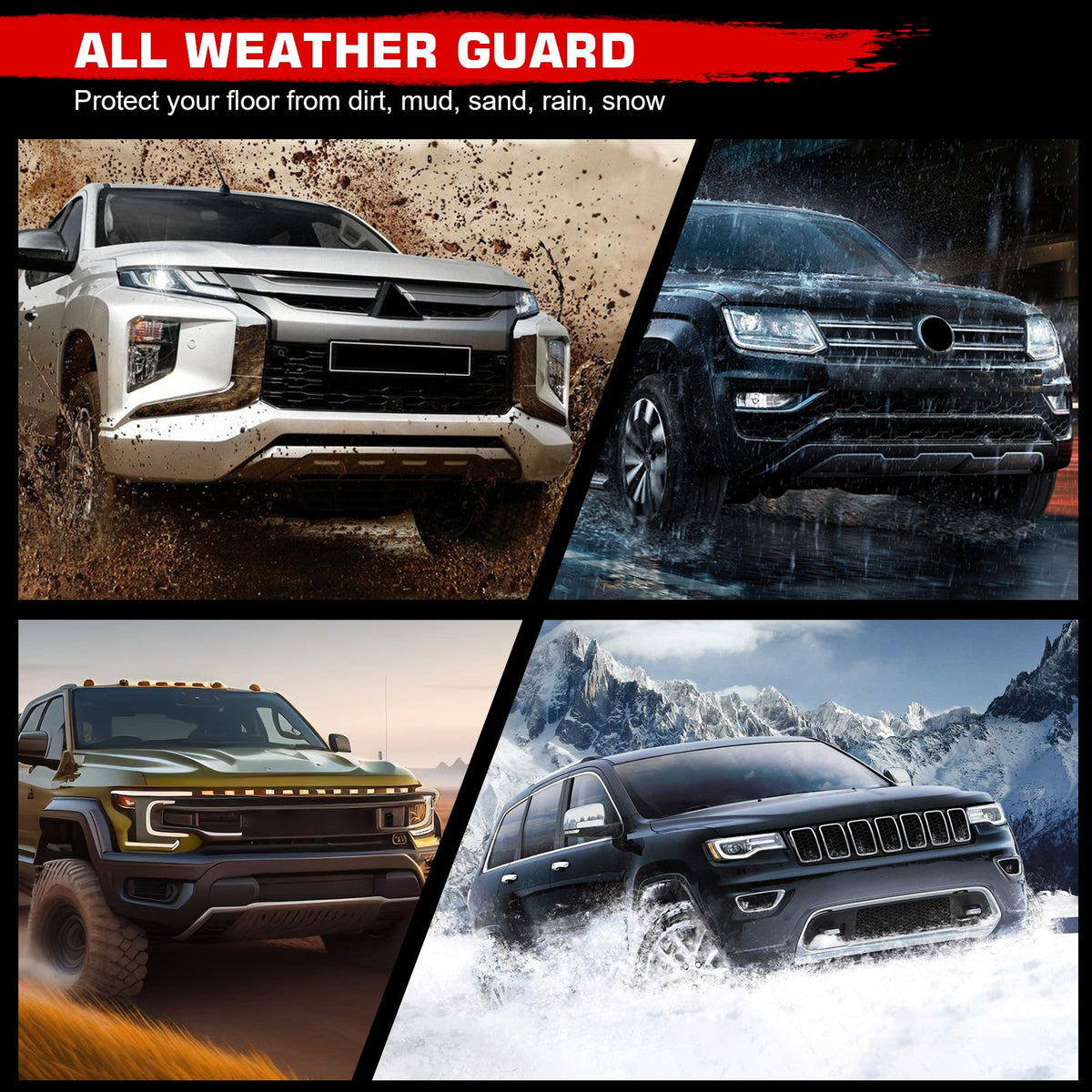 Floor Mat for Toyota Tacoma Double Cab 2005-2015 3D All Season Carpets TPE