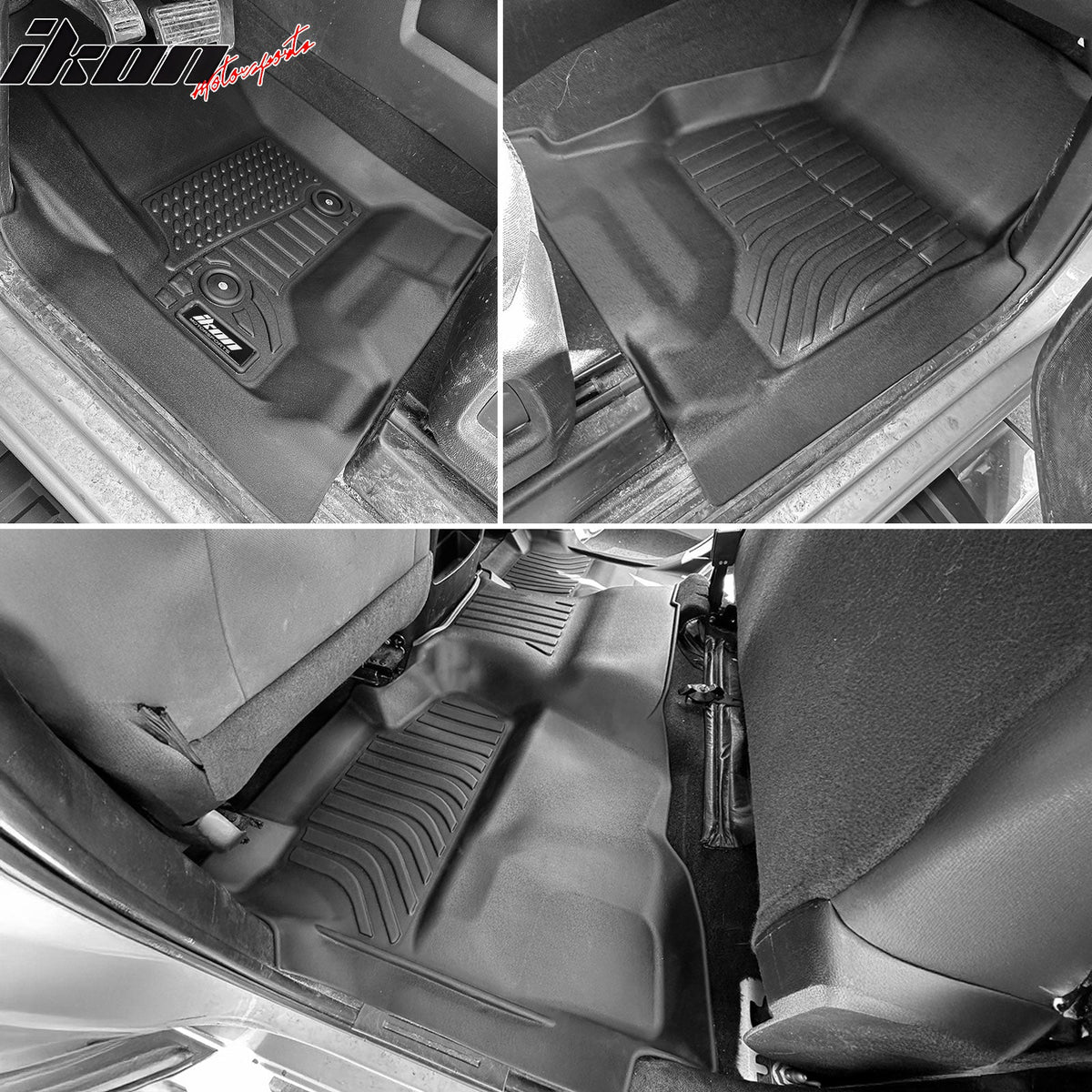 Floor Mats for Chevy Silverado& GMC Sierra 1500 2500HD 3500HD Double Cab 2014-2019 All Weather Carpets Liner Guard TPE 3PCS Set