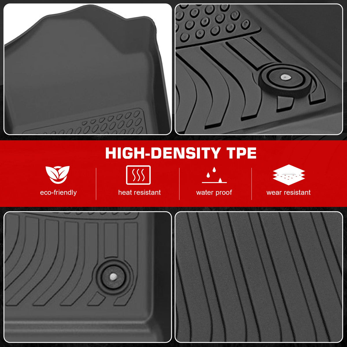 Floor Mats for Chevrolet Suburban& GMC Yukon XL 2015-2020 All Weather Carpets Liner Guard TPE 4PCS Set