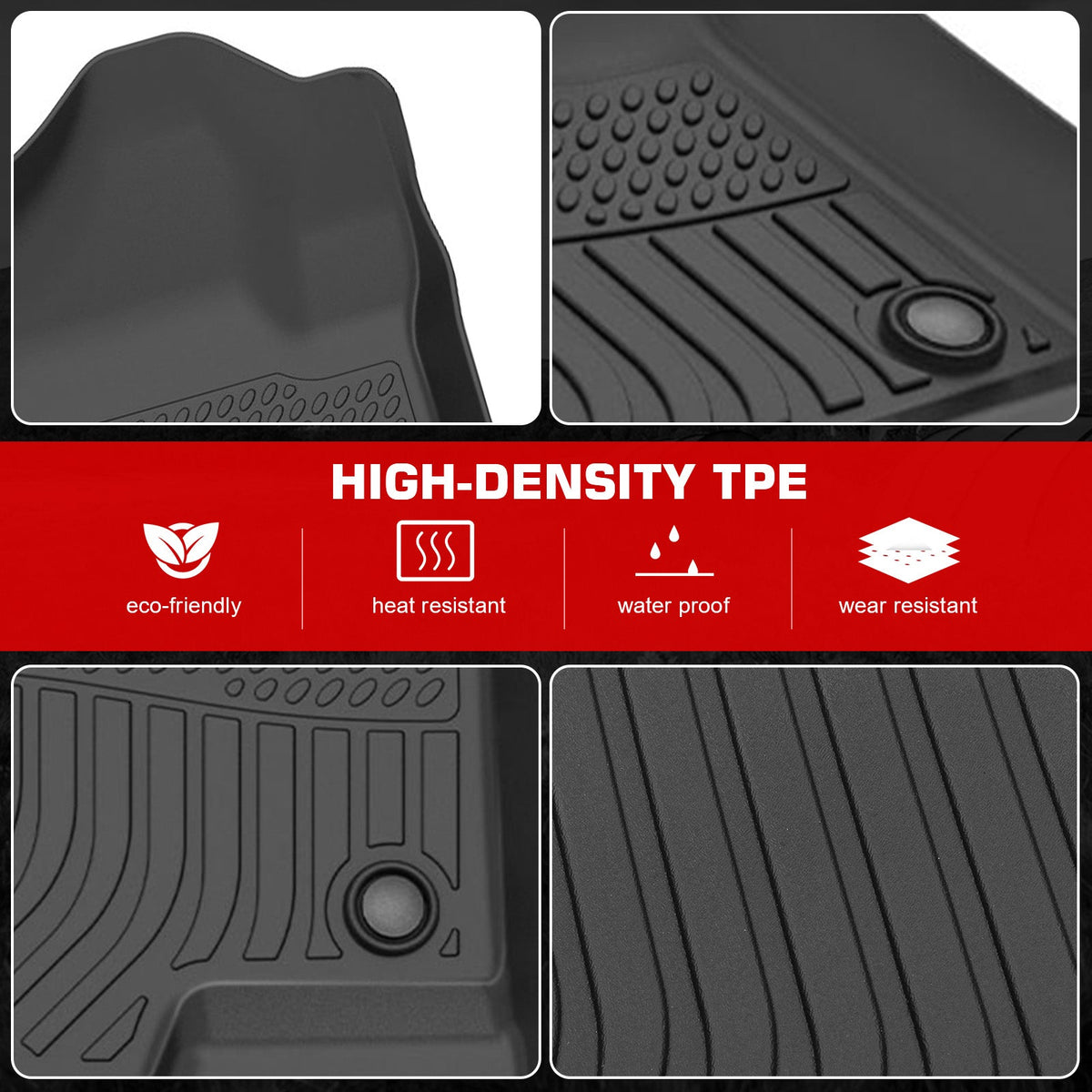 Floor Mats for Chevrolet Tahoe& GMC Yukon 2007-2014 5 Seats All Weather Carpets Liner Guard TPE 3PCS Set
