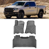 2025-2026 Ram 1500 Crew Cab Floor Mats TPE All Weather Carpets 3D Liner