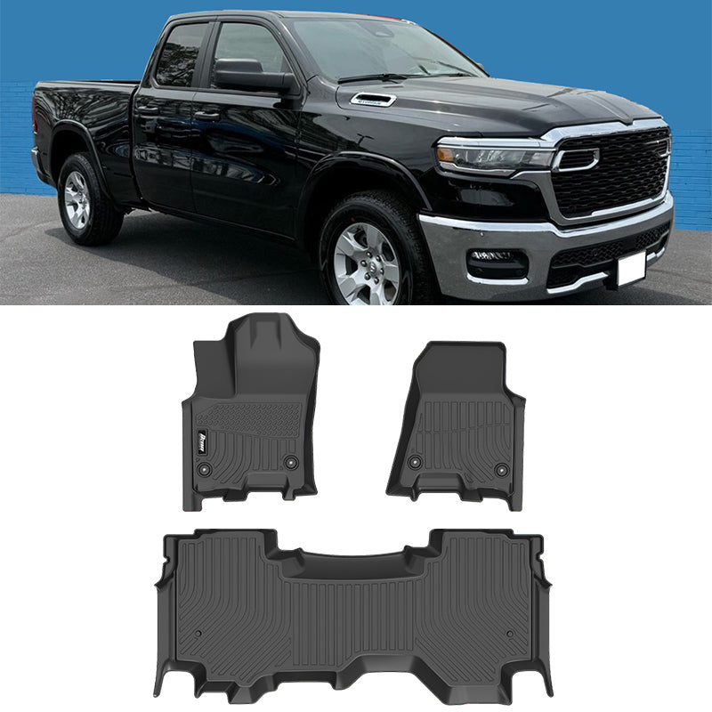 2025-2026 Ram 1500 Quad Cab All Weather 3D Floor Mats Cargo Liner TPE