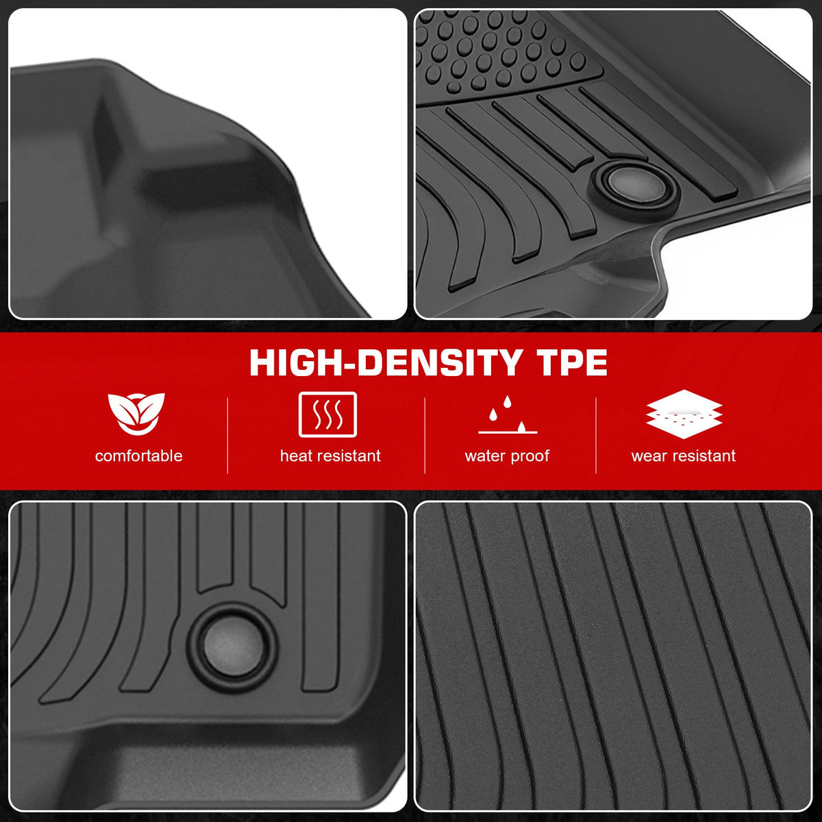 3D Floor Mats Carpets for Ford F-250 F-350 F-450 F-550 2012-2016 TPE 3PCS