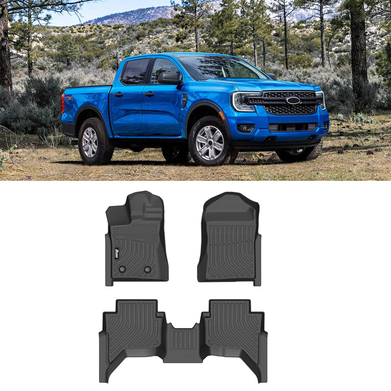 2024-2026 Ford Ranger SuperCrew Cab 3D Floor Mats Cargo Liner TPE