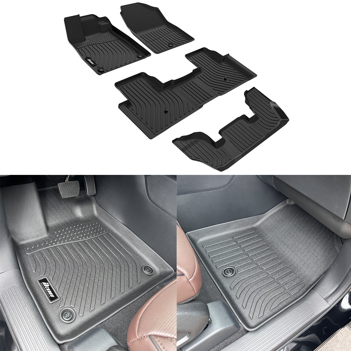 Floor Mats for Honda Pilot 2023-2026 All Weather TPE 3D Front Rear Carpets