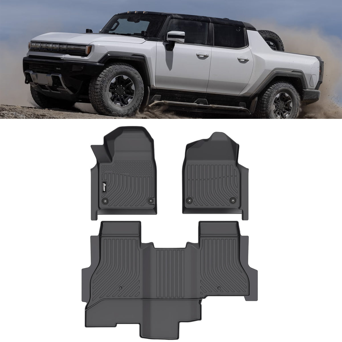 2022-2026 GMC Hummer EV Pickup Floor Mats TPE All Weather 3D Carpets