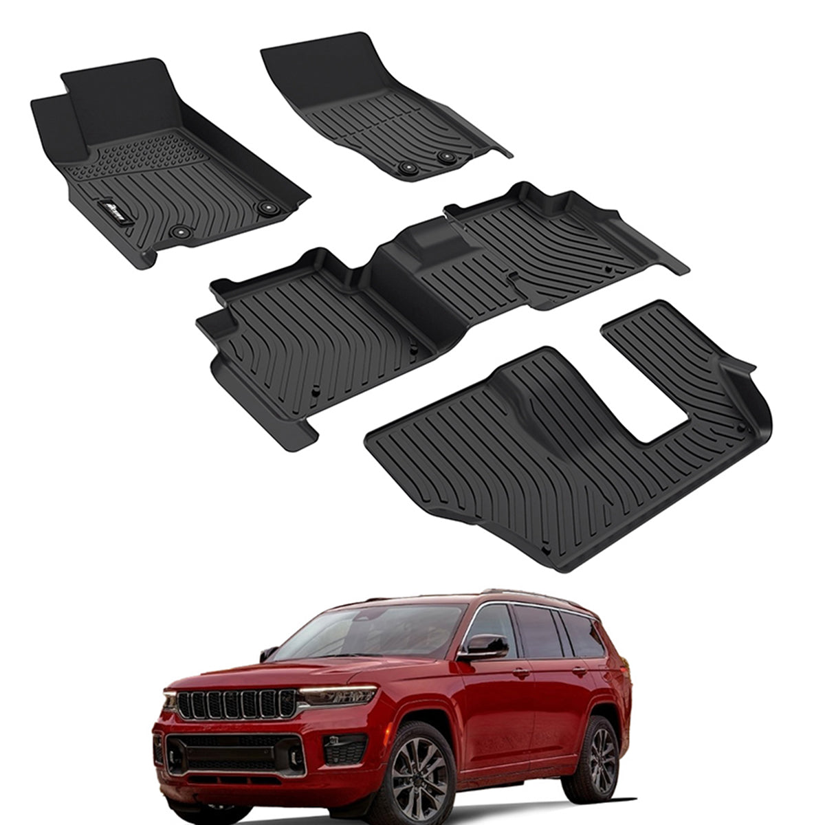 2021-2026 Jeep Grand Cherokee L Floor Mats All Weather TPE 3D Carpets