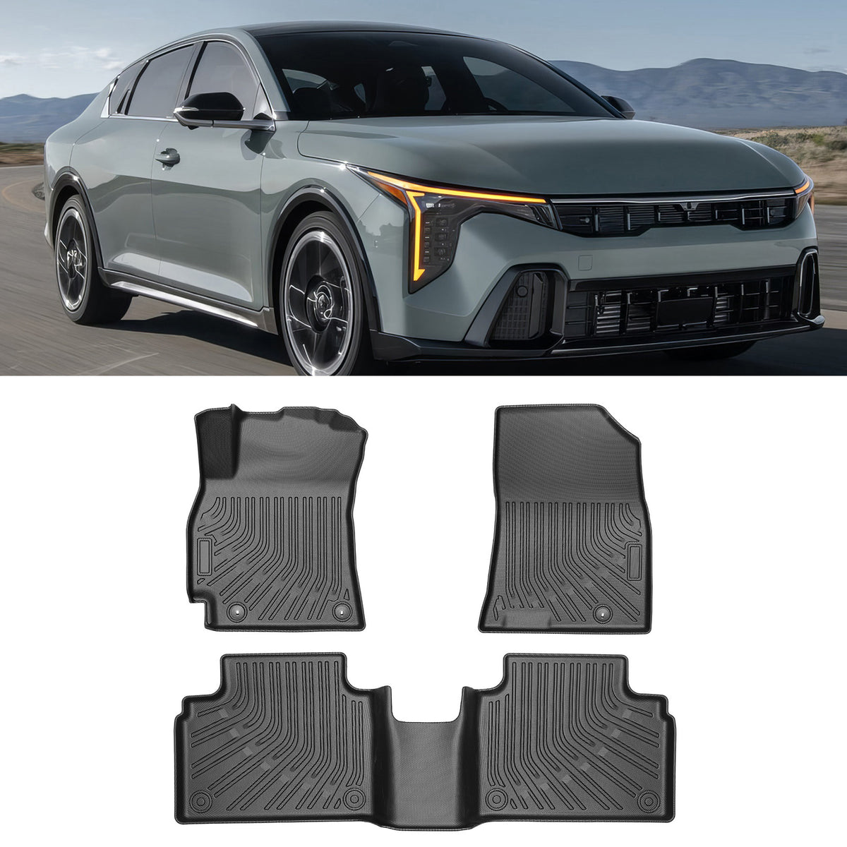 2025-2026 Kia K4 Floor Mats TPE Carpets All Season 3D Car Liner Guard