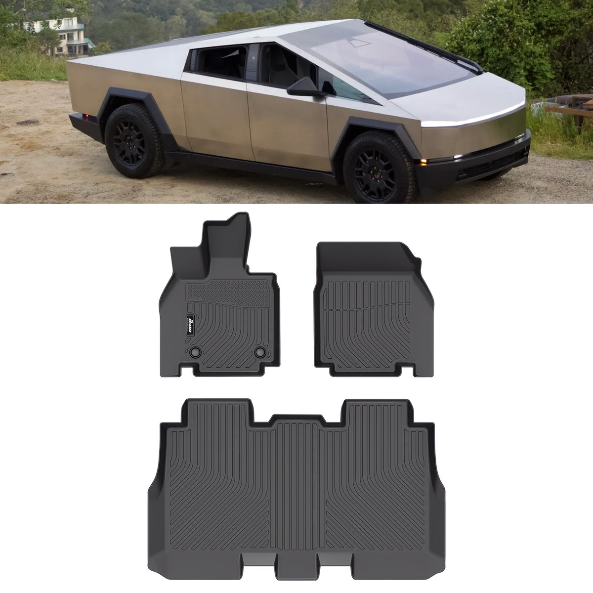 2024-2025 Tesla Cybertruck Floor Mats TPE Carpets All Weather 3D Liner