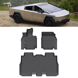 2024-2025 Tesla Cybertruck Floor Mats TPE Carpets All Weather 3D Liner