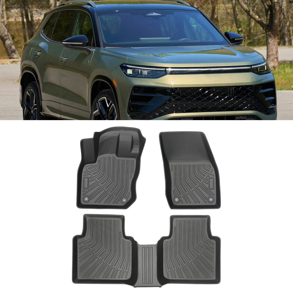 2025 -2026 Volkswagen Tiguan Floor Mats TPE All Weather 3D Heavy Duty Carpet