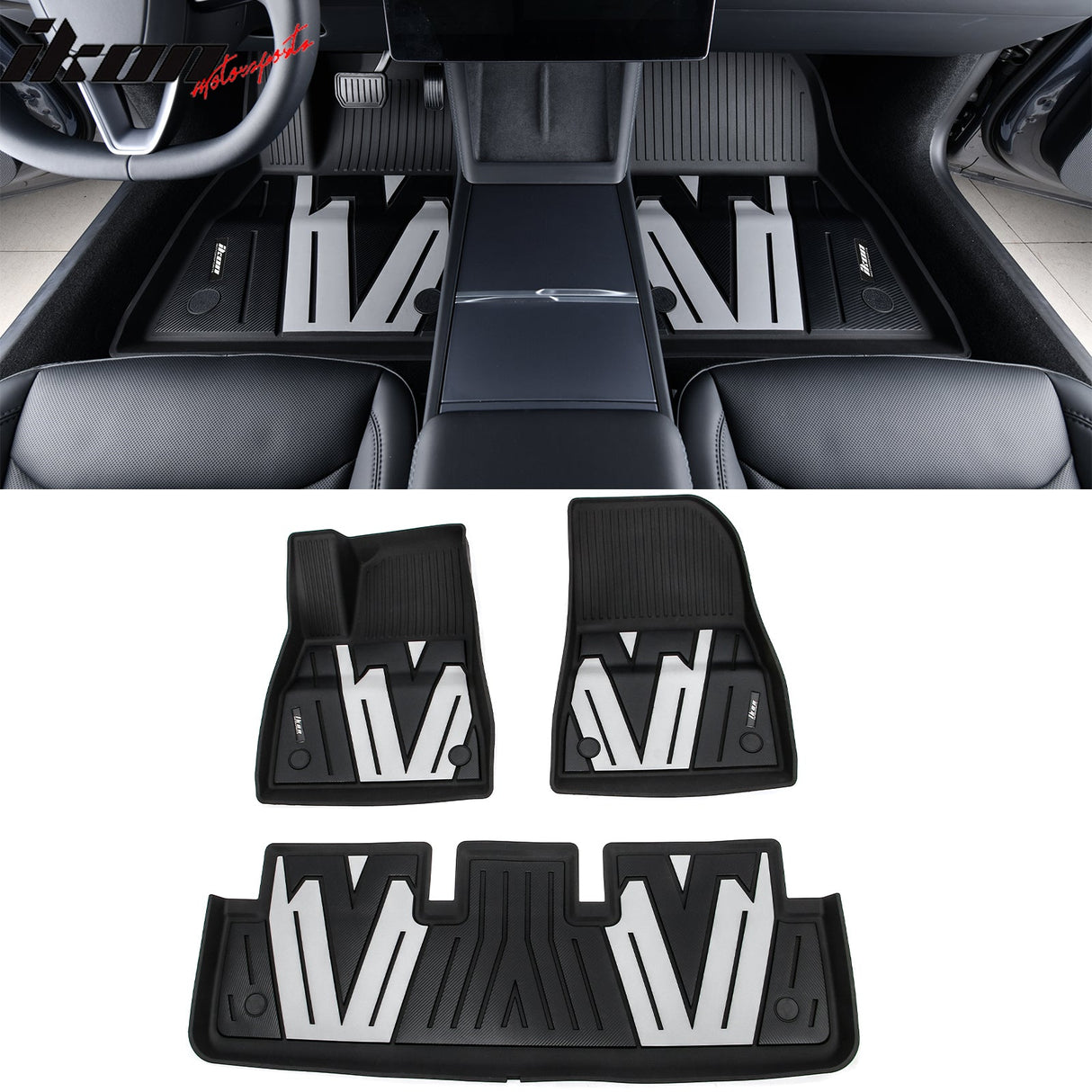 2024-2025 Tesla Model 3 3D Floor Mats Liner Black& Gray TPE Injection